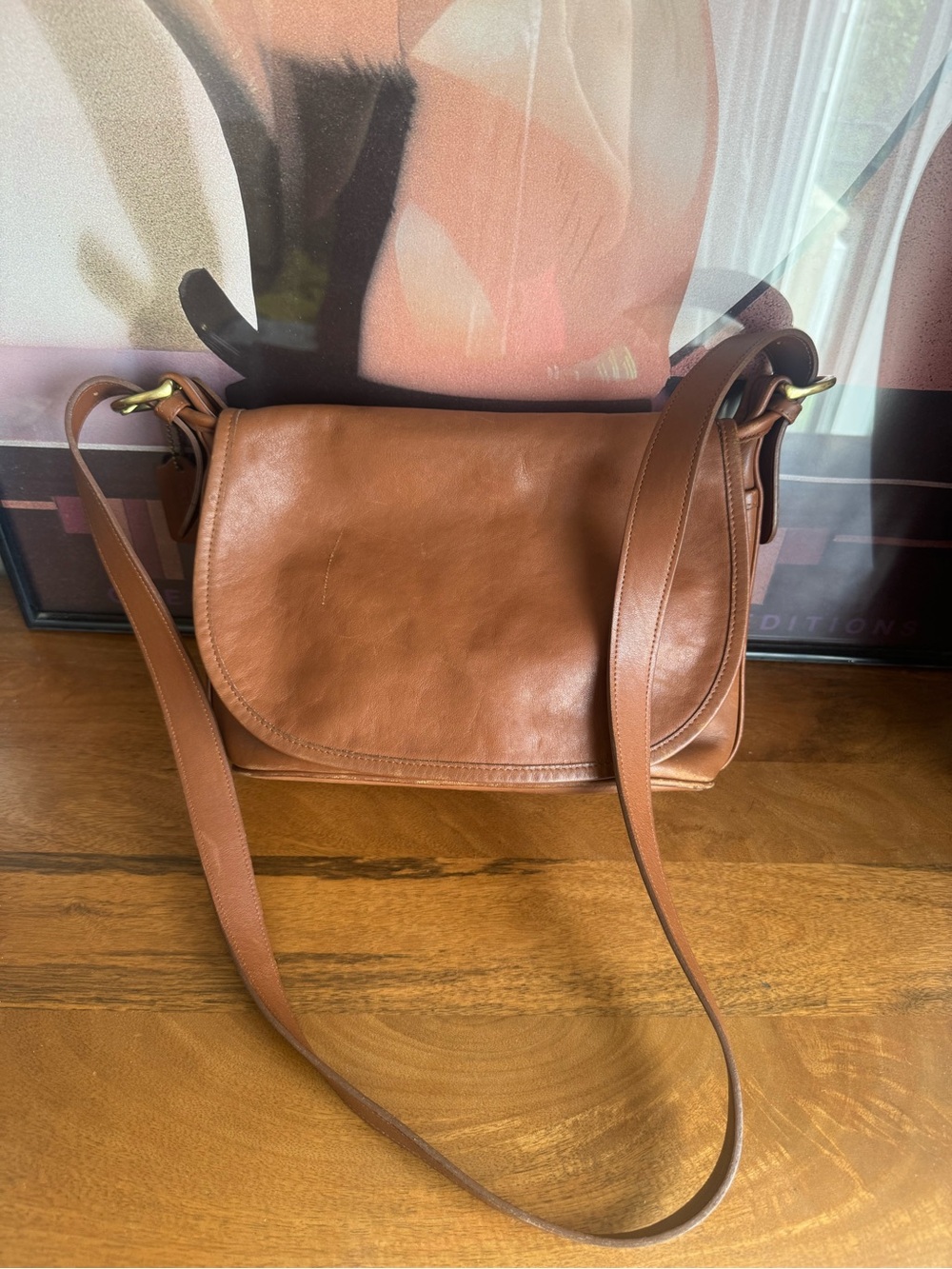 COACH 4150 Vintage shoulder cross body bag. Brown leather brass hardware